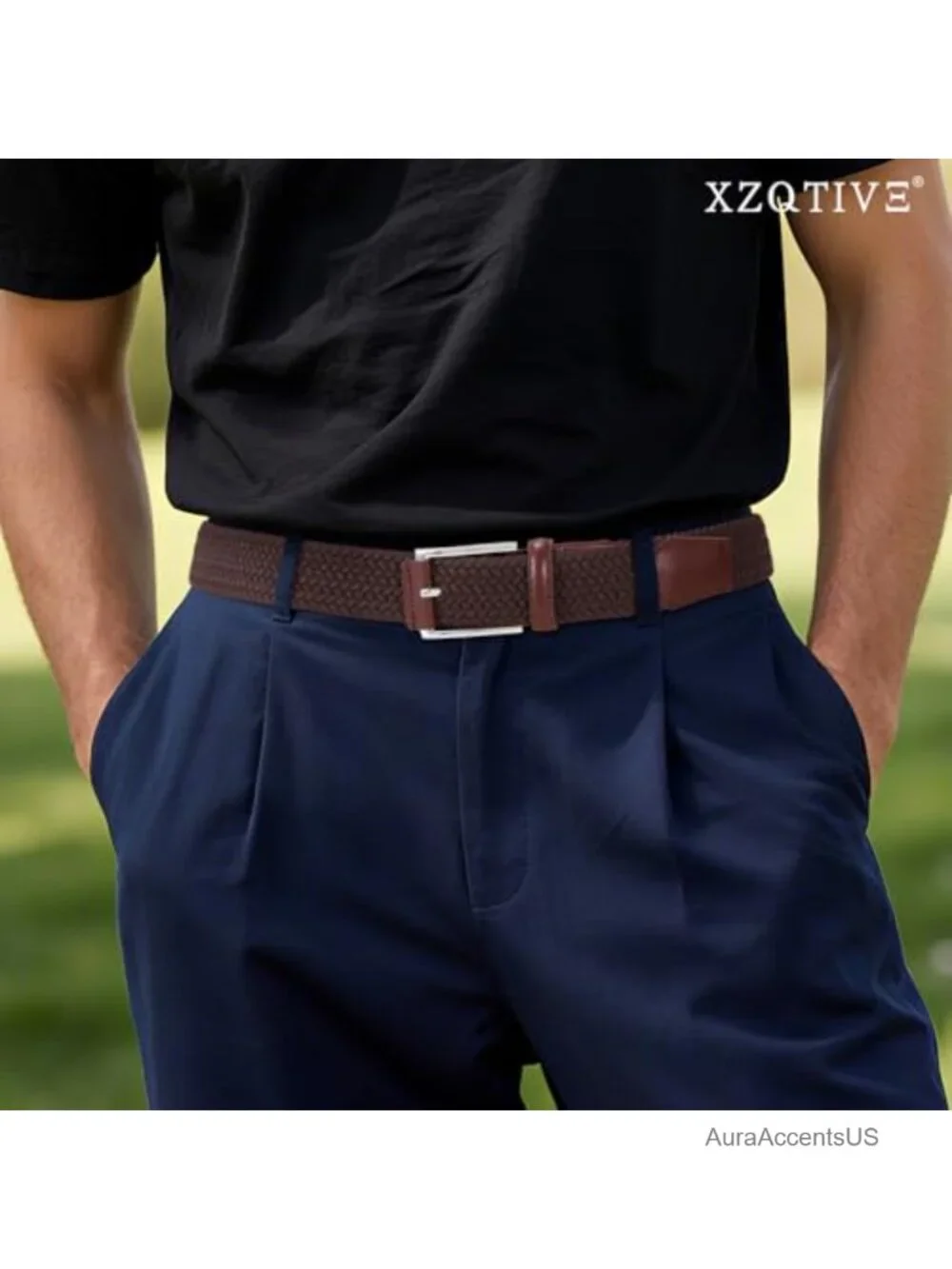 Braided Stretch Belt for Men Women Elastic Woven Belt Golf Casual Pants
